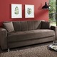 Schlafsofas - Klick-Klack-Sofa mit Dekokissen – Farbe DUNKELBRAUN – Ansicht 1 Schlafsofas - Klick-Klack-Sofa mit Dekokissen, in Farbe SCHWARZ – Farbe DUNKELBRAUN – Ansicht 1