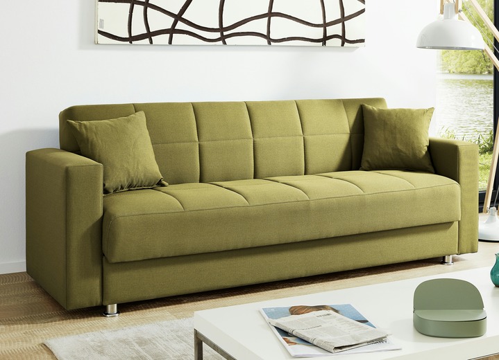 Schlafsofas - Klick-Klack-Sofa mit Dekokissen, in Farbe GRÜN Ansicht 1