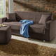 Schlafsofas - Klick-Klack-Sofa mit Hocker und Dekokissen – Farbe DUNKELBRAUN – Ansicht 1 Schlafsofas - Klick-Klack-Sofa mit Hocker und Dekokissen, in Farbe BLAU – Farbe DUNKELBRAUN – Ansicht 1