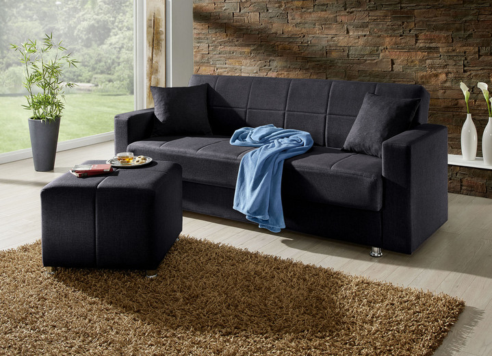 Schlafsofas - Klick-Klack-Sofa mit Hocker und Dekokissen Ansicht 11 Schlafsofas - Klick-Klack-Sofa mit Hocker und Dekokissen, in Farbe BLAU Ansicht 11