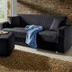 Schlafsofas - Klick-Klack-Sofa mit Hocker und Dekokissen – Farbe SCHWARZ – Ansicht 1 Schlafsofas - Klick-Klack-Sofa mit Hocker und Dekokissen, in Farbe BLAU – Farbe SCHWARZ – Ansicht 1