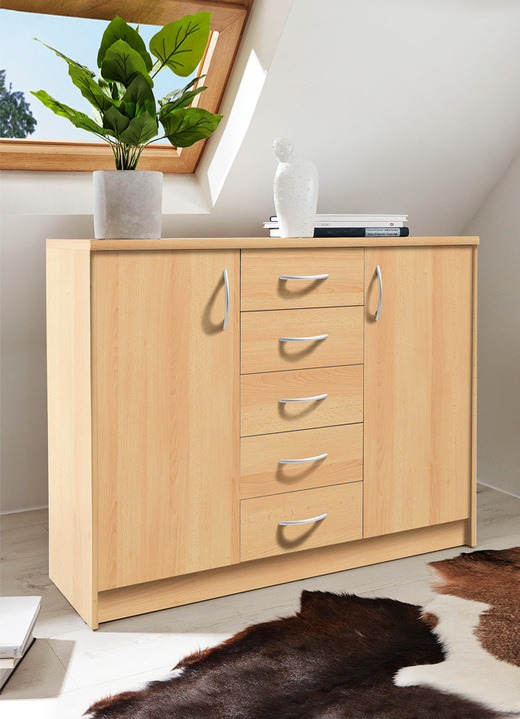 Sideboards & Kommoden - Breite Kommode, 2-türig, in verschiedenen Farben, in Farbe BUCHE Ansicht 1