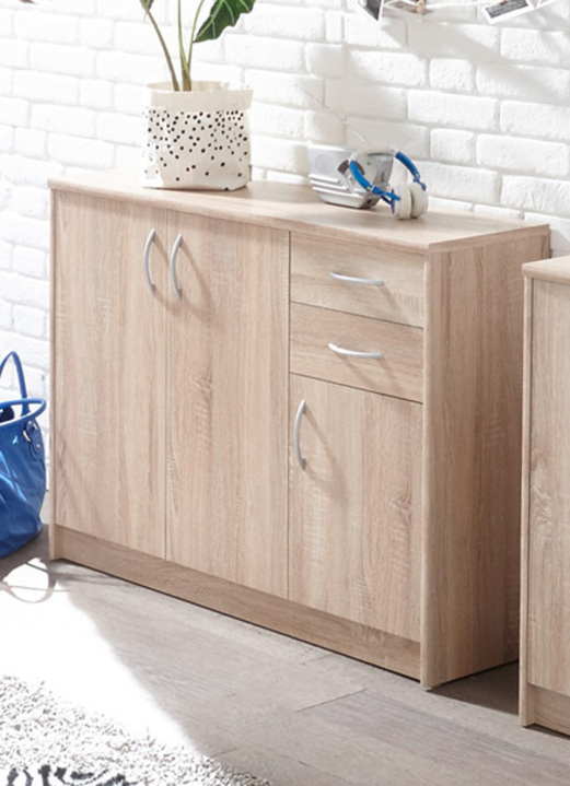 Sideboards & Kommoden - Kombifreundliche Kommode mit silberfarbenen Griffen, in Farbe WEISS, in Ausführung 2-türig, schmal Ansicht 6