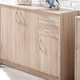 Sideboards & Kommoden - Kombifreundliche Kommode mit silberfarbenen Griffen, in Farbe WEISS, in Ausführung 2-türig, schmal – Farbe EICHE SONOMA – Ansicht 1