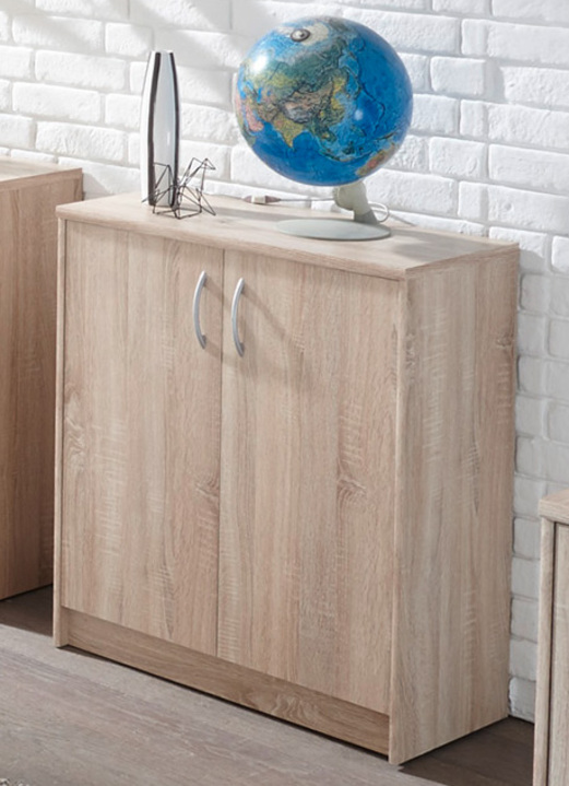 Sideboards & Kommoden - Kombifreundliche Kommode mit silberfarbenen Griffen, in Farbe WEISS, in Ausführung 2-türig, schmal Ansicht 9