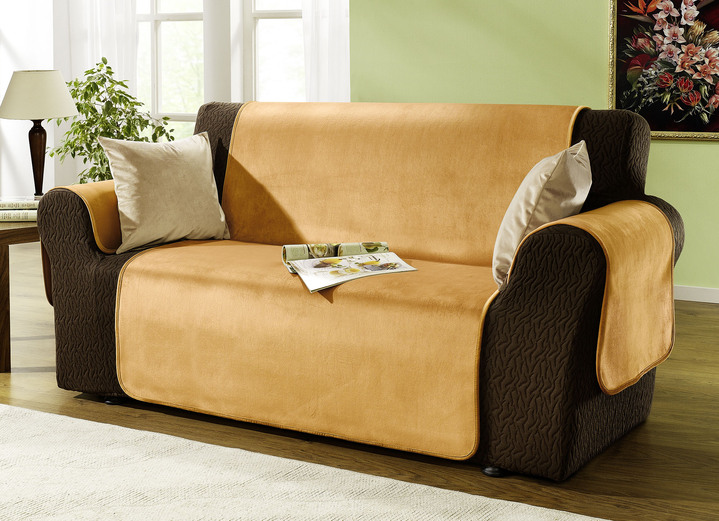 Sessel- & Sofaüberwürfe - Edel und angenehm: Rutschfeste Wohnaccessoires für Sie!, in Größe 101 (Sesselschoner 50x150 cm) bis 905 (2 Kissenbezüge, je 40x 40 cm), in Farbe BRAUN Ansicht 12
