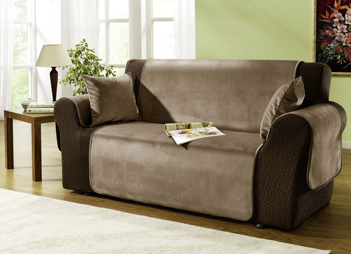 Sessel- & Sofaüberwürfe - Edel und angenehm: Rutschfeste Wohnaccessoires für Sie!, in Größe 101 (Sesselschoner 50x150 cm) bis 905 (2 Kissenbezüge, je 40x 40 cm), in Farbe BRAUN Ansicht 20