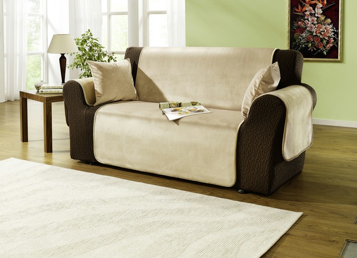 Sessel- & Sofaüberwürfe - Edel und angenehm: Rutschfeste Wohnaccessoires für Sie!, in Größe 101 (Sesselschoner 50x150 cm) bis 905 (2 Kissenbezüge, je 40x 40 cm), in Farbe BRAUN Ansicht 4