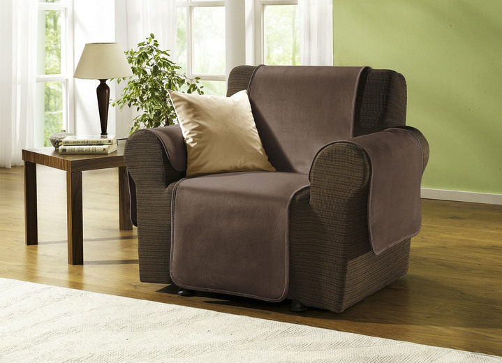 Sessel- & Sofaüberwürfe - Edel und angenehm: Rutschfeste Wohnaccessoires für Sie!, in Größe 101 (Sesselschoner 50x150 cm) bis 905 (2 Kissenbezüge, je 40x 40 cm), in Farbe BRAUN Ansicht 10