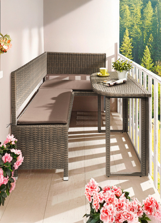 Gartenmöbel - Platzsparende Balkonmöbel-Serie, in Farbe GRAU, in Ausführung Klapptisch Ansicht 1