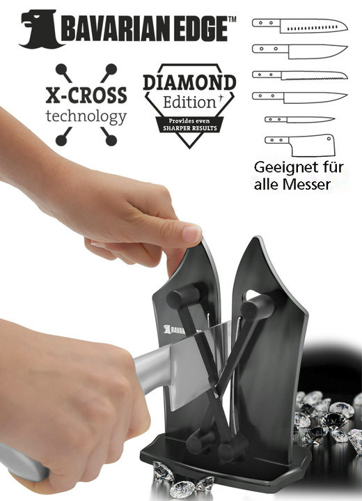 Haushaltshelfer - Messerschärfer mit X-Cross Technologie, in Farbe SCHWARZ, in Ausführung Messerschärfer mit Diamantpartikeln Ansicht 1