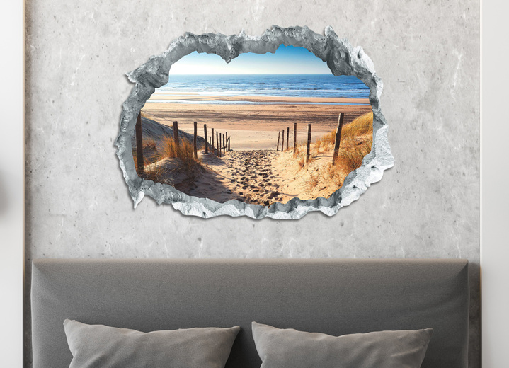 Landschaft - 3D-Wand-Tattoo Weg zum Strand, in Farbe BRAUN-BLAU Ansicht 1