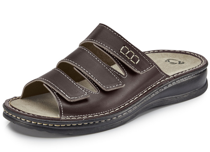 Sandalen & Pantoletten - Mubb, bequeme Herren-Pantoletten, Weite H, mit herausnehmbarem Fußbett, in Größe 040 bis 046, in Farbe SCHWARZ Ansicht 3