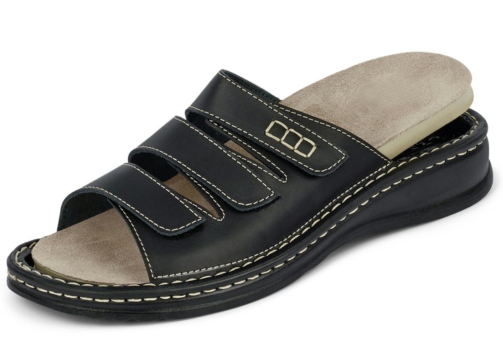 Sandalen & Pantoletten - Mubb, bequeme Herren-Pantoletten, Weite H, mit herausnehmbarem Fußbett, in Größe 040 bis 046, in Farbe SCHWARZ Ansicht 2