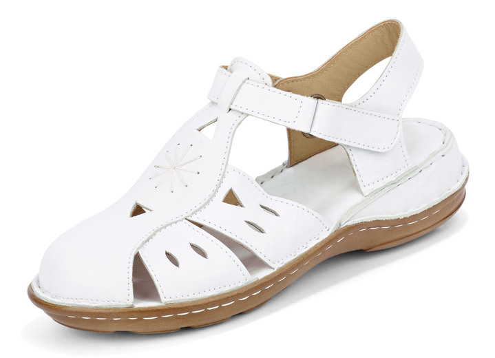 Komfortschuhe - Gemini Sandale aus schattiertem Rind-Nappaleder, in Größe 036 bis 042, in Farbe WEISS