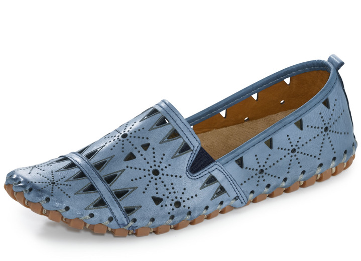 Komfortschuhe - Gemini Slipper mit luftiger Perforation, in Größe 036 bis 042, in Farbe JEANS Ansicht 1