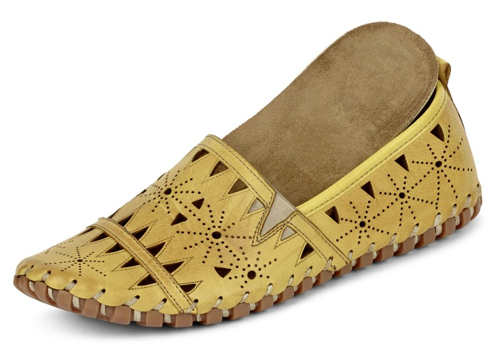 Komfortschuhe - Gemini, sommerliche Damen-Slipper, Weite G, mit herausnehmbarem Fußbett, in Größe 036 bis 042, in Farbe JEANS Ansicht 6