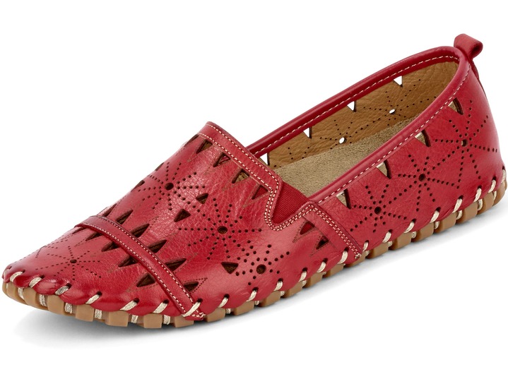 Komfortschuhe - Gemini Slipper mit luftiger Perforation, in Größe 036 bis 042, in Farbe ROT Ansicht 1