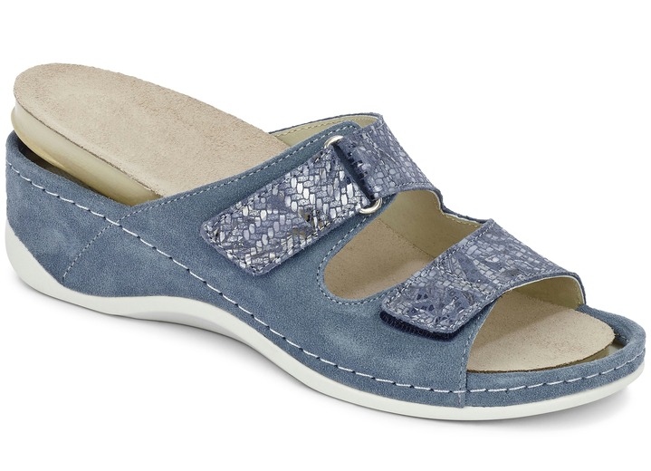 Komfortschuhe - Mubb, bequeme Damen-Pantoletten, Weite H, mit herausnehmbarem Fußbett, in Größe 036 bis 042, in Farbe ANTHRAZIT Ansicht 4