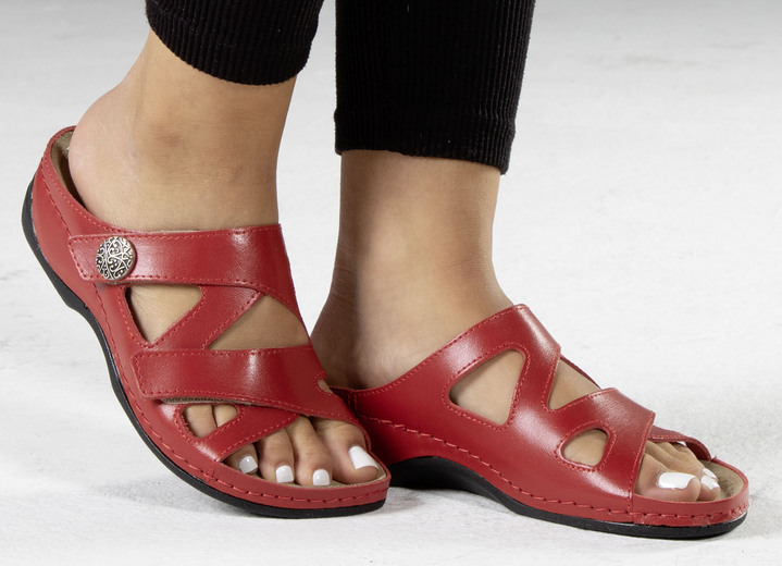 Komfortschuhe - ELENA EDEN, bequeme Damen-Pantoletten, Weite G, mit Klettverschluss, in Größe 036 bis 042, in Farbe WEISS Ansicht 5