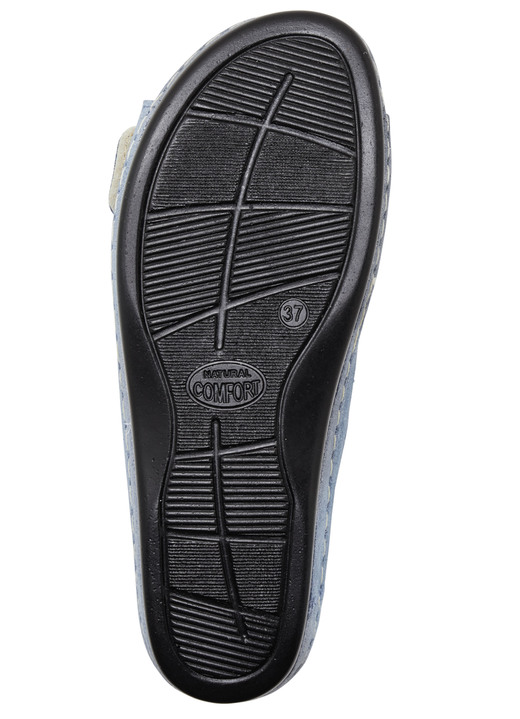 Komfortschuhe - Bequeme Damen-Pantoletten, Weite G, mit Klettverschluss, in Größe 036 bis 042, in Farbe HELLBEIGE Ansicht 4