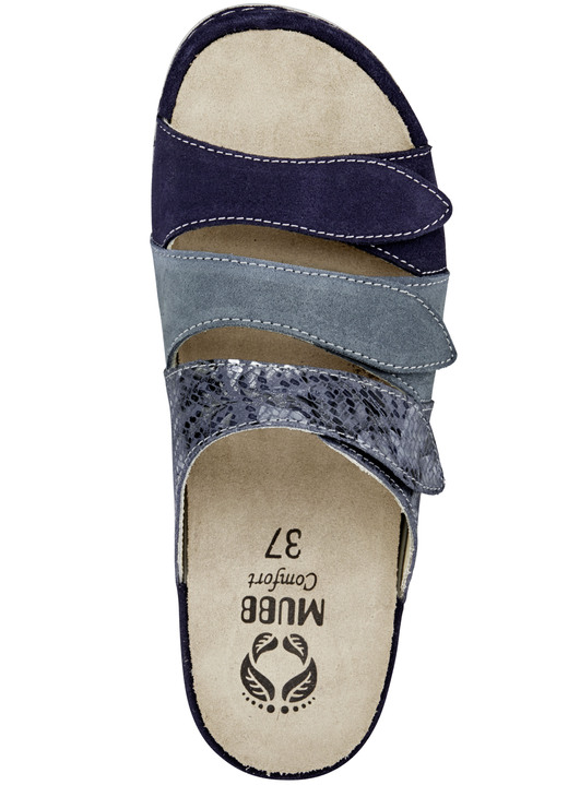 Komfortschuhe - Mubb, bequeme Damen-Pantoletten, Weite H, mit herausnehmbarem Fußbett, in Größe 036 bis 042, in Farbe GRAU Ansicht 5