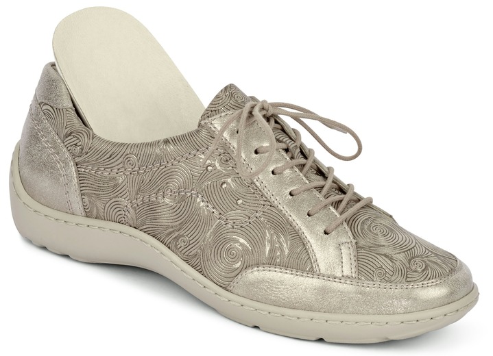 Komfortschuhe - Waldläufer, elegante Damen-Schnürschuhe, Weite H, mit herausnehmbarem Fußbett, in Größe 4 bis 8 1/2, in Farbe MATTSILBER Ansicht 4