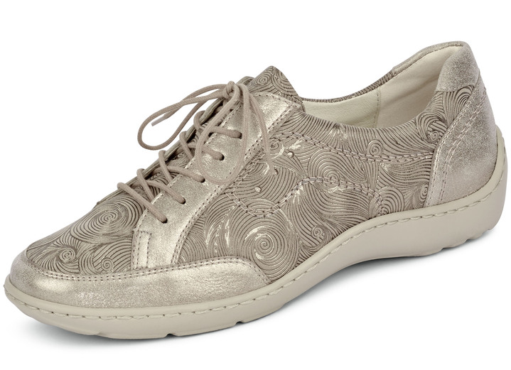 Komfortschuhe - Waldläufer Schnürschuh aus Rind-Metallicleder Komfortschuhe - Waldläufer Schnürschuh aus Rind-Metallicleder, in Größe 4 bis 8 1/2, in Farbe TAUPE