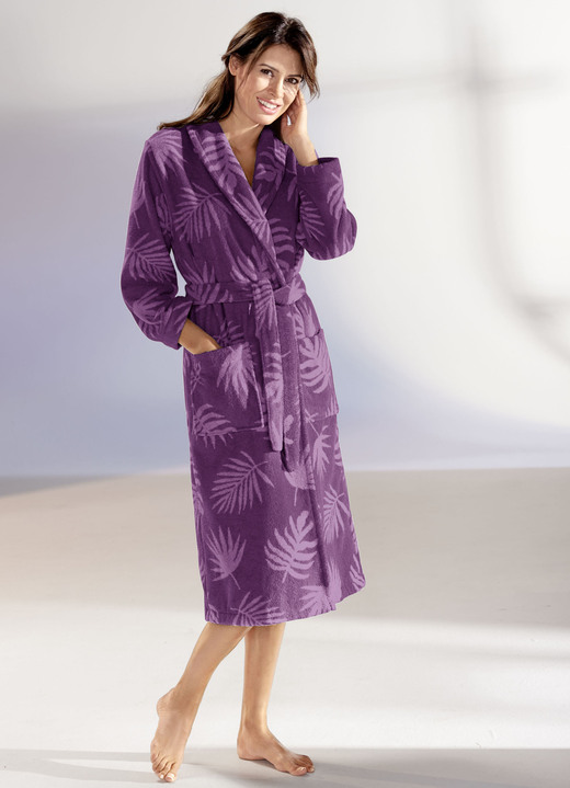 Bademäntel - Bademantel in wadenlanger Form Ansicht 4 Bademäntel - Bademantel in wadenlanger Form, in Größe L (44/46) bis XXL (52/54), in Farbe MINT-WEISS Ansicht 4