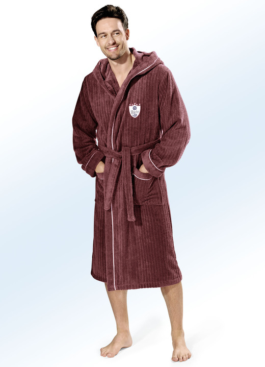 Mode - Bademantel mit Kapuze, in Größe L (52/54) bis XXL (60/62), in Farbe MARINE Ansicht 3