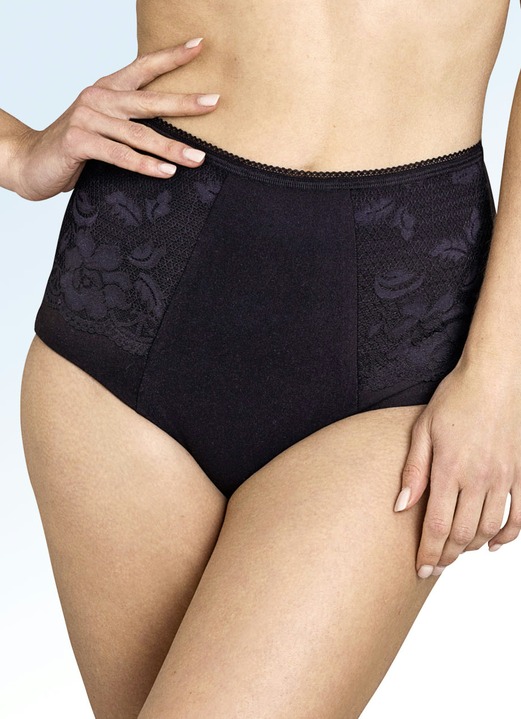 Slips - Miss Mary Miederhose mit Elastikspitze, in Größe 038 bis 054, in Farbe SCHWARZ Ansicht 1