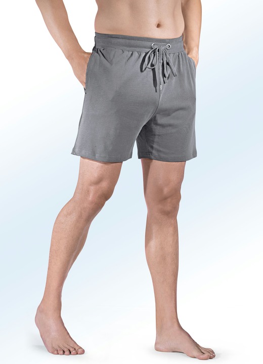 Nachtwäsche - Zweierpack Schlaf- und Freizeithosen kurz mit Durchzugsband, in Größe 046 bis 062, in Farbe 1X PETROL, 1X ANTHRAZIT Ansicht 6