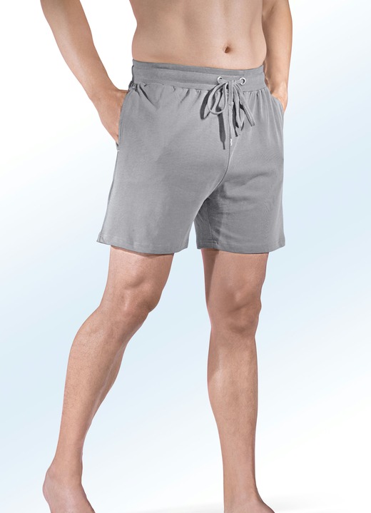 Nachtwäsche - Zweierpack Schlaf- und Freizeithosen kurz mit Durchzugsband, in Größe 046 bis 062, in Farbe 1X SCHWARZ, 1X GRAFIT Ansicht 4