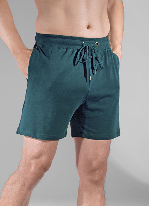 Nachtwäsche - Zweierpack Schlaf- und Freizeithosen kurz mit Durchzugsband, in Größe 046 bis 062, in Farbe 1X PETROL, 1X ANTHRAZIT Ansicht 2