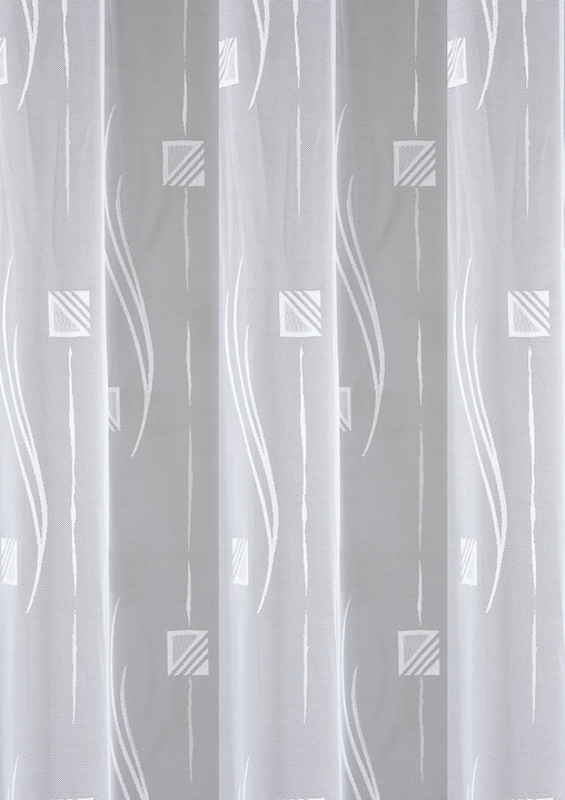 Klassisch - Store mit Karomuster, in Größe 160 (145x300 cm) bis 298 (245x600 cm), in Farbe WEISS Ansicht 2