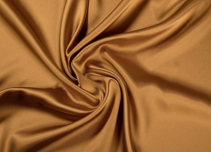 - Übergardinen-Garnitur aus leicht glänzendem und weich fallendem Satin-Dekostoff, in Größe 366 (150x145 cm) bis 899 (2er-Pack Raffhalter, 70 cm), in Farbe TERRA