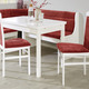Essgruppen - Stilvolle Esszimmermöbel – Farbe WEISS-ROT – Ansicht 1 Essgruppen - Stilvolle Esszimmermöbel, in Farbe NUSSBAUM-ROT, in Ausführung Eckbankgruppe, 4-teilig, klein – Farbe WEISS-ROT – Ansicht 1
