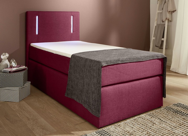 Betten - Boxspringbett mit LED-Beleuchtung, in Farbe ROT Ansicht 1