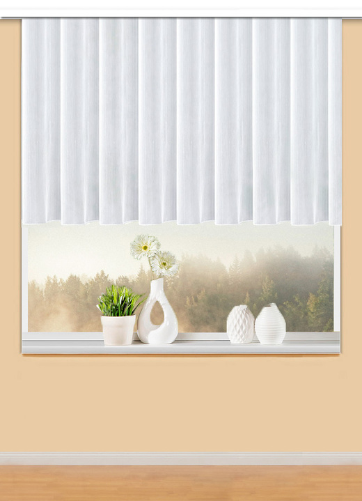 - Halbtransparenter Blumenfenster-Store, in Größe 143 (120x450 cm) bis 171 (155x450 cm), in Farbe WEISS Ansicht 1