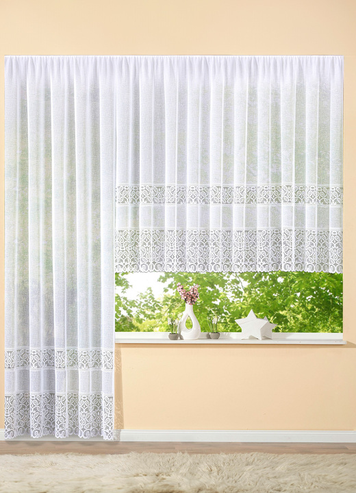 Klassisch - Blumenfenster-Store mit Universalschienenband, in Größe 136 (H120xB250 cm) bis 174 (H160xB500 cm), in Farbe WEISS Ansicht 3