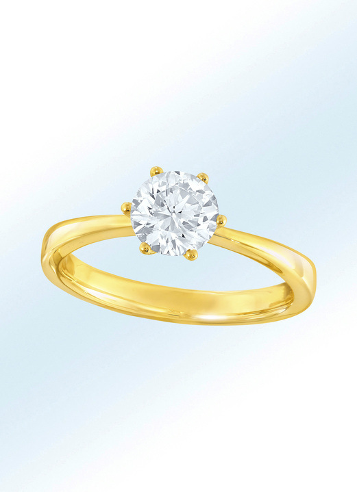 mit Diamanten - Damen-Solitärring mit Brillant, in Größe 160 bis 220, in Farbe