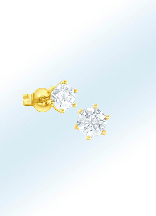 mit Diamanten - Solitär-Ohrstecker mit Brillanten, in Farbe