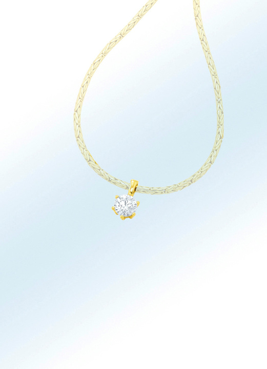 mit Diamanten - Solitär-Anhänger, in Farbe