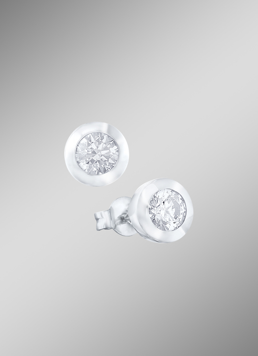 mit Diamanten - Ohrstecker aus Weißgold, in Farbe