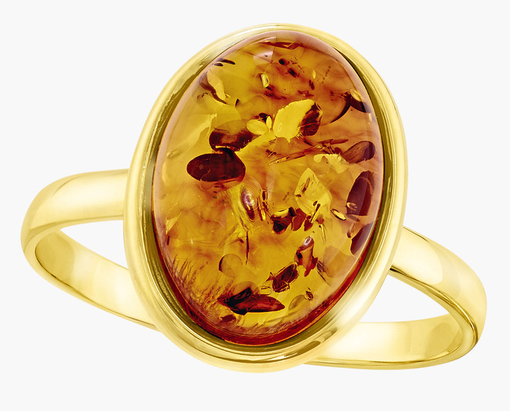 mit Edelsteinen - Klassischer Damenring mit echt Bernstein, in Größe 160 bis 220, in Farbe  Ansicht 2