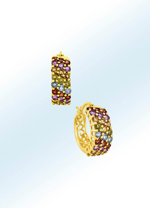 Ohrschmuck - Creolen mit feinen Edelsteinen, in Farbe