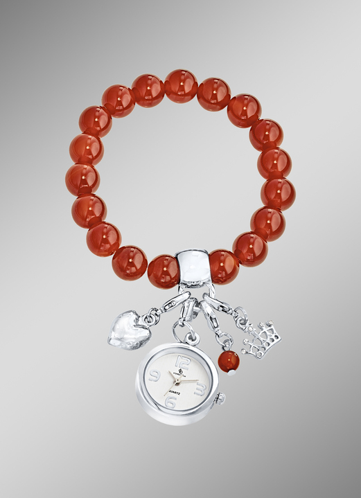 Damen-Modeschmuck - Edelstein-Armband mit Charms, in Farbe , in Ausführung Echt Karneol Ansicht 1