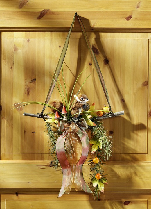 Kunst- & Textilpflanzen - Türhänger mit Eichhörnchen aus Kunstfell, in Farbe BRAUN-GRÜN