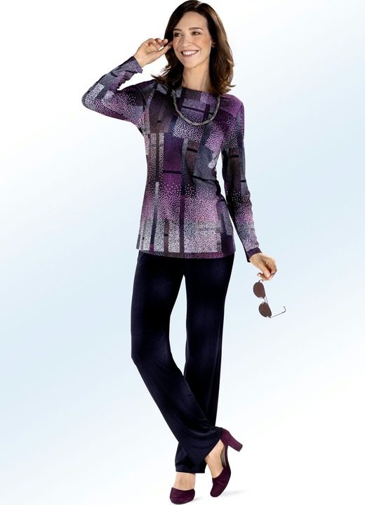 Shirts - Shirt mit farbbrillantem Inkjet-Druck in 2 Farben, in Größe 038 bis 054, in Farbe BEERE-BUNT Ansicht 2