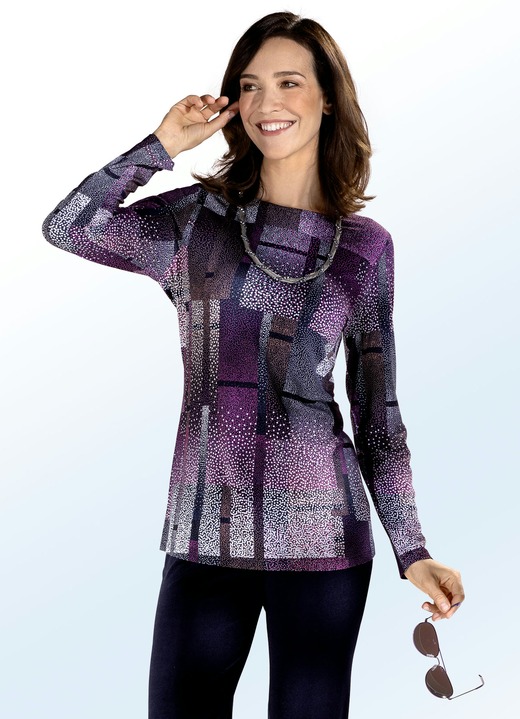 Shirts - Shirt mit farbbrillantem Inkjet-Druck in 2 Farben, in Größe 038 bis 054, in Farbe ROYALBLAU-BUNT Ansicht 2